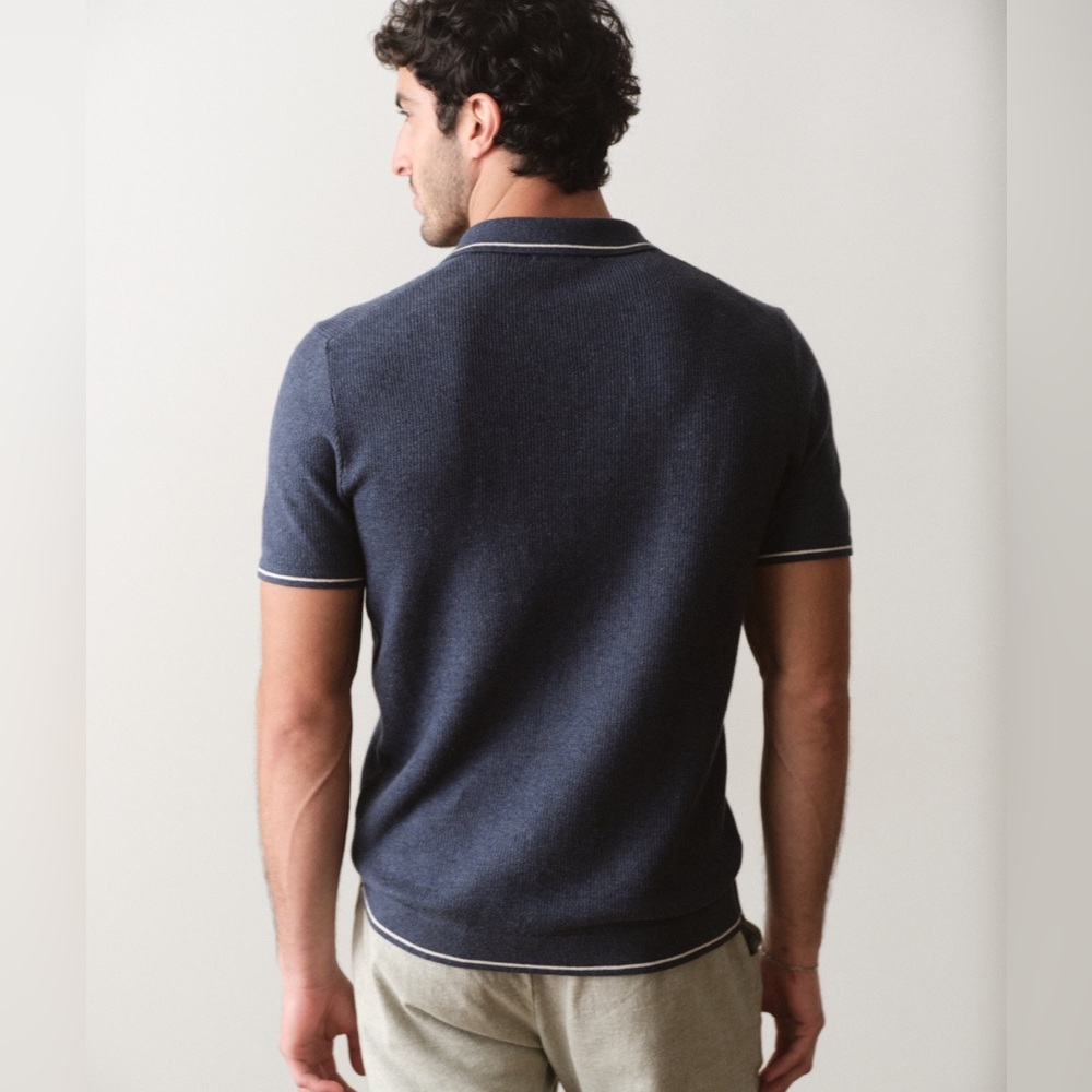 NWT Marine Layer Liam Sweater Polo in Dark Indigo - Picture 5 of 11